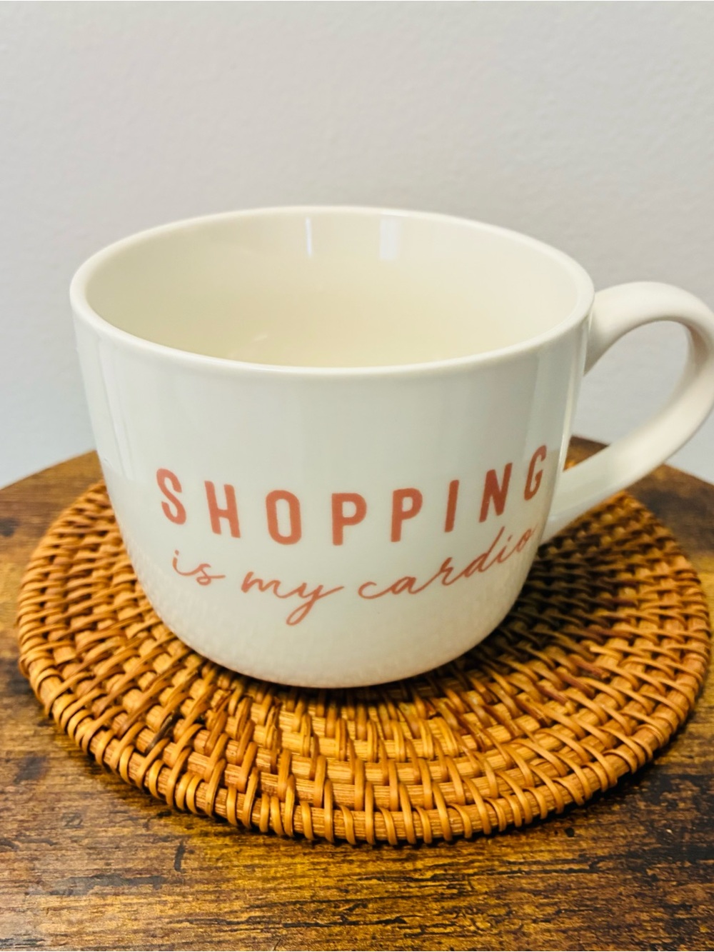 Opalhouse White Mug with Pink 'Shopping' Script